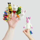 Felted Wool Finger Puppet | White Bunny