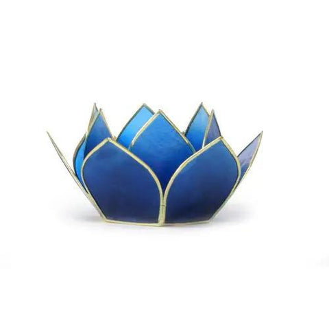 Capiz Mini Tea Light Holder | Gemstone Lotus | Sapphire