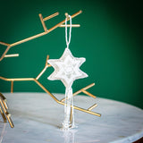 Beaded Ornament | Star | Silver & White | 2 Sizes