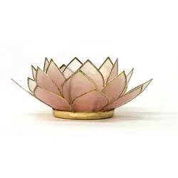 Capiz Tea Light Holder | Gemstone Lotus | Rose Quartz
