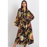 Long Kimono Robe | Black & Rose