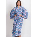 Long Kimono Robe | Blue Poppies
