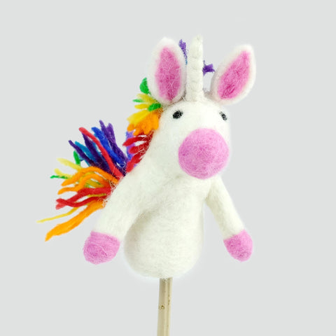 Felted Wool Finger Puppet | Rainbow Unicorn
