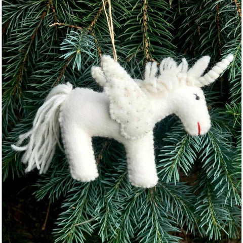 Wool Ornament | Unicorn | White