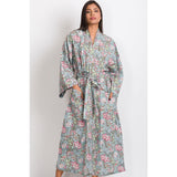 Long Kimono Robe | Silver Floral