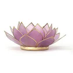 Capiz Tea Light Holder | Gemstone Lotus | Amethyst
