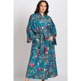 Long Kimono Robe | Teal & Rose