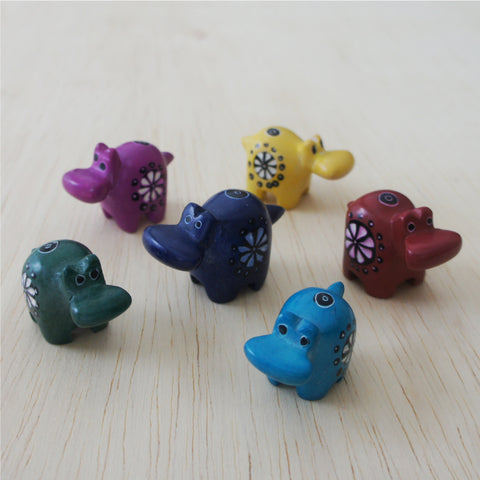 Single Tiny Bright Soapstone Hippo