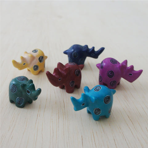 Single Tiny Bright Soapstone Rhino