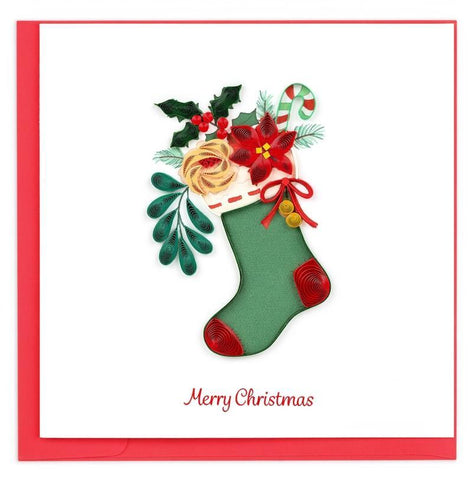 Christmas Stocking Bouquet Quilling Card
