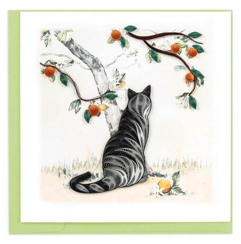 Cat and Orange Branch Quilling Card
