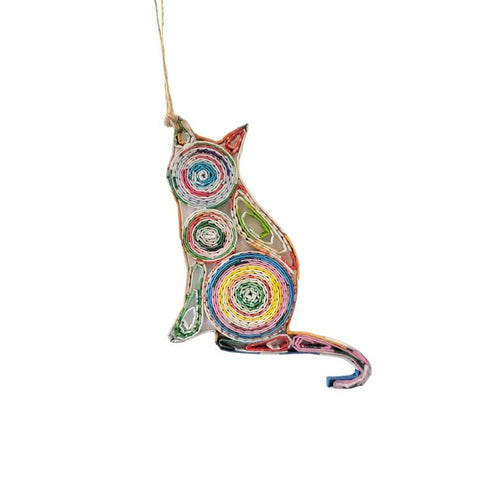Upcycled Paper Ornament | Cat