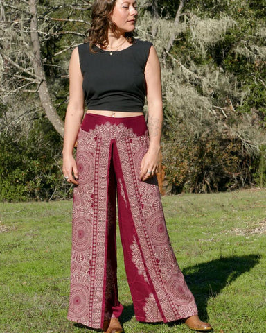 Rayon Palazzo Pants | Feather Mandala | 3 colors