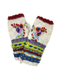 Flower Embroidered Fingerless Gloves | 5 Colors