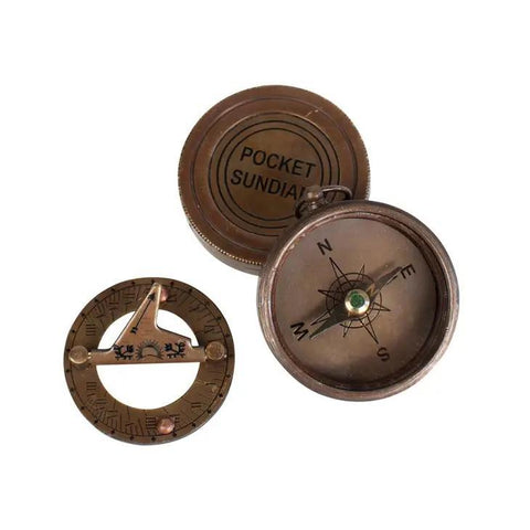 Brass Pocket Compass & Sundial