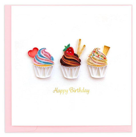 Birthday Cupcake Trio Quilling Card