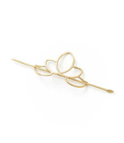 Kairavini Lotus Hair Slide w/Stick | Gold