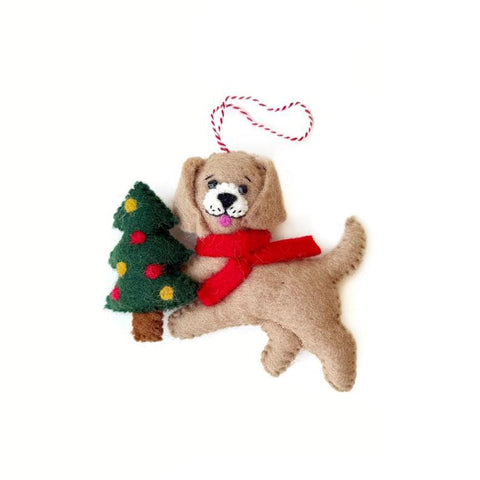 O4O | Wool Ornament | Dog w/Tree