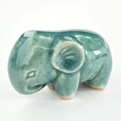 Ceramic Incense Holder | Celadon Elephant