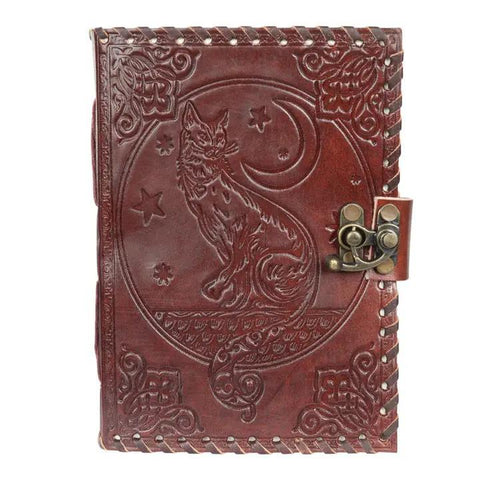 Leather Journal | Cat, Moon, and Stars
