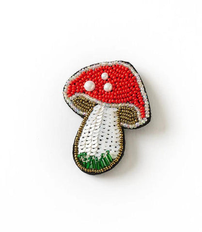 Beaded Brooch Pin | Mushroom