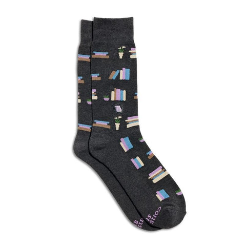 Socks That Give Books | Gray Bookshelves