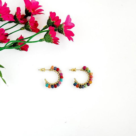 Kantha Milieu Mini Hoop Earrings