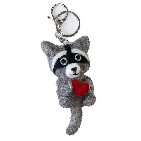 Felted Wool Keychain Charm | Raccoon