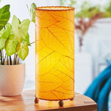 Cocoa Leaf Cylinder Table Lamp | 17 Inch | Orange