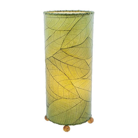 Cocoa Leaf Cylinder Table Lamp | 17 Inch | Green