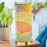 Cocoa Leaf Cylinder Table Lamp | 17 Inch | Multi