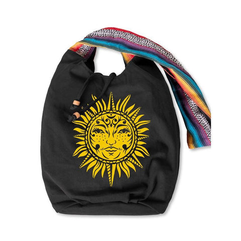 Canvas Boho Bag | Black | Celestial Sun Art