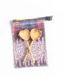 Olive Wood Heart Teaspoon Set
