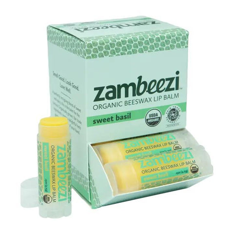Zambeezi Organic Beeswax Lip Balm | Sweet Basil