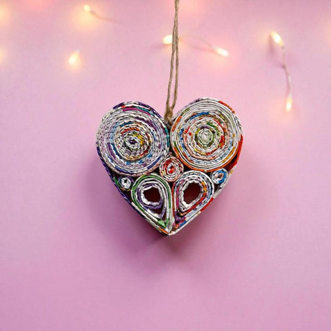 Upcycled Paper Ornament | Heart