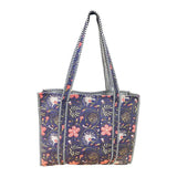 Quilted Cotton Bag | Blue Pink Floral