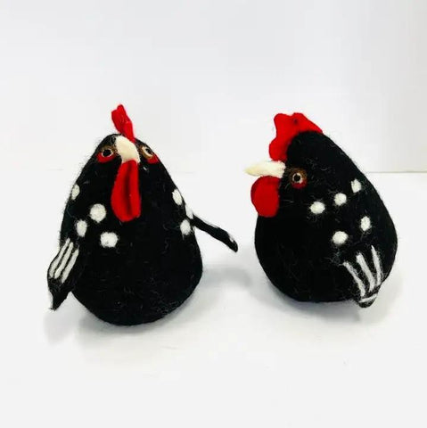 Felted Wool Rooster | Black & White