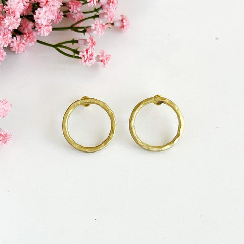 Textured Twig Hoop Posts | Gold