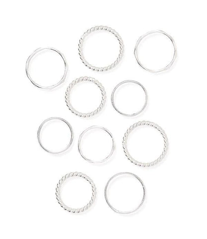 Dhera Silver Tone Stacking Ring | Textured Band | Assorted