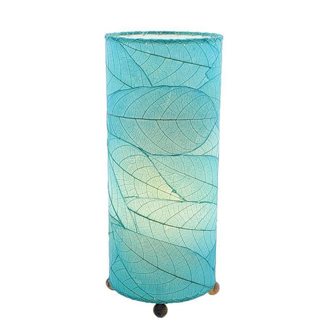 Cocoa Leaf Cylinder Table Lamp | 17 Inch | Sea Blue