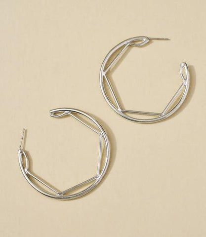 Bahavani Silver Geometric Hoops