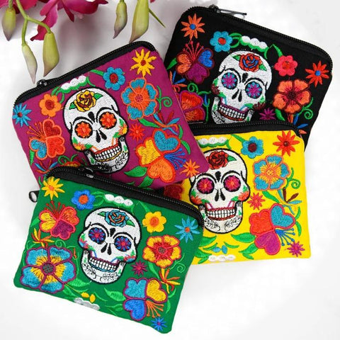 Sugar Skull Coin Purse| Assorted Colors