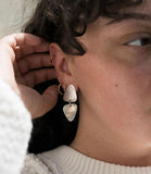 Iyla Geometric Textured Silver Dangle Earrings