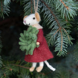 Wool Ornament | Mouse Caroler