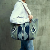 Wide Wool Tote | Midnight Rodeo