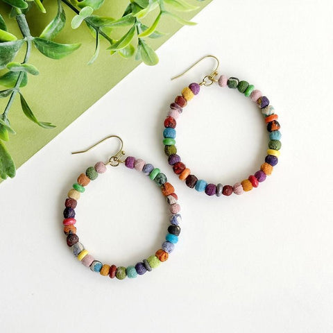 Kantha Milieu Color Hoop Earrings