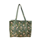 Quilted Cotton Bag | Green Blue Floral