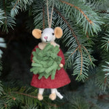 Wool Ornament | Mouse Caroler
