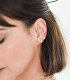 Ruchi Crescent Moon Tiny Dot Gold Stud Earrings | Set of 2