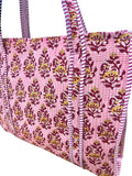 Quilted Cotton Bag | Pink Red Floral